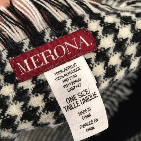 Houndstooth scarf retro cozy black white - Picture 3 of 6